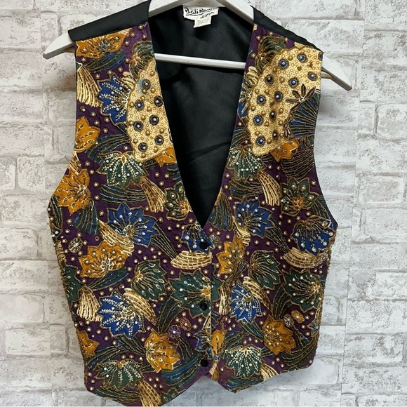 BALI Rama design beaded colorful vest large retro 20s‎ - Picture 1 of 7